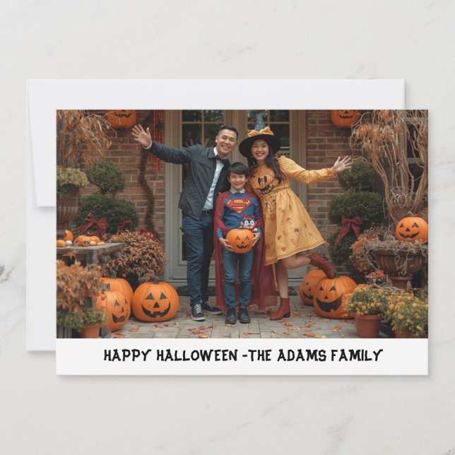 Tarjeta de foto familiar feliz Halloween, Hallowee (Anverso)