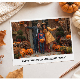 Tarjeta de foto familiar feliz Halloween, Hallowee