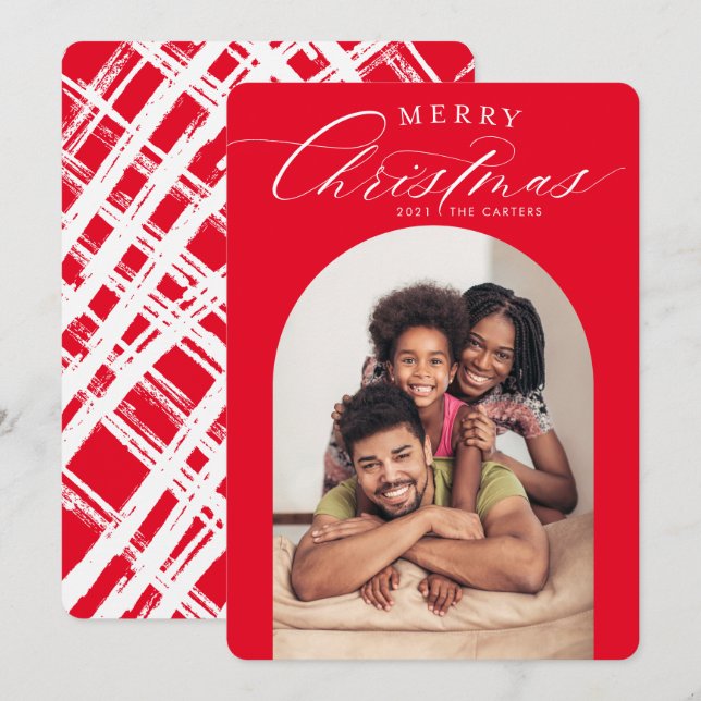 TARJETA DE FOTO FAMILIAR Feliz navidad marco de ar (Anverso / Reverso)