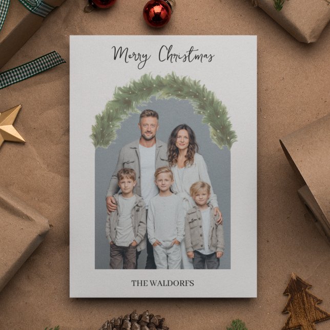 Tarjeta de foto familiar moderna de Navidad (Subido por el creador)