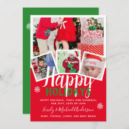 TARJETA DE FOTO Felices Fiestas 2022 Verde Rojo