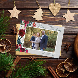 Tarjeta de foto floral de Navidad y vacaciones fam