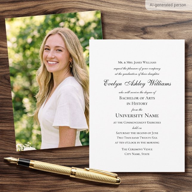 Tarjeta de foto formal de invitación a la graduaci (Subido por el creador)