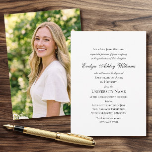 Tarjeta de foto formal de invitación de graduación