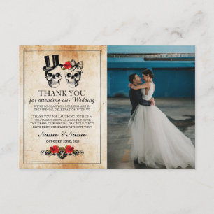 Tarjeta de foto gótica de calaveras de Halloween d