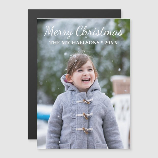 Tarjeta de foto magnética para ferias navideñas (Anverso/Reverso)