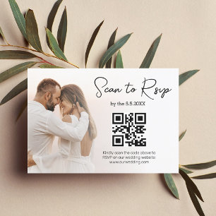 tarjeta de foto minimalista con código qr rsvp mod