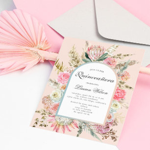 tarjeta de foto moderna de bohemia floral de quinc