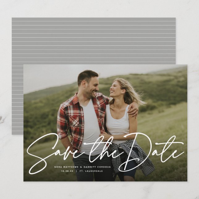 Tarjeta de foto moderna de guardar la fecha con es (Anverso / Reverso)