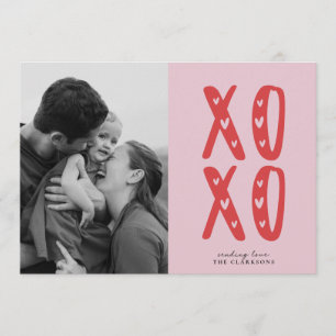 Tarjeta de foto moderna de San Valentín Pink XOXO
