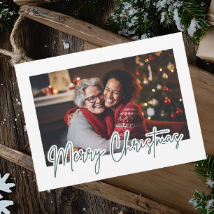 Tarjeta de Foto Navidad Feliz con Letra Moderna Ve
