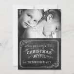 Tarjeta de foto navideña Chalkboard//franjas rojas<br><div class="desc">Tarjeta de foto navideña Chalkboard//franjas rojas</div>