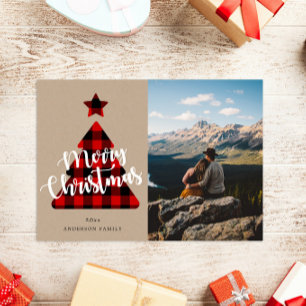 Tarjeta de Foto Navideña con Árbol de Navidad de C