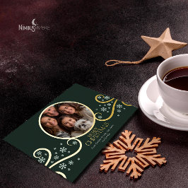 Tarjeta de Foto Navideña con Hoja de Aluminio Real