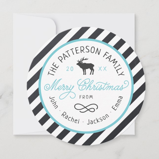 Tarjeta de foto navideña de reno ruso (Anverso)