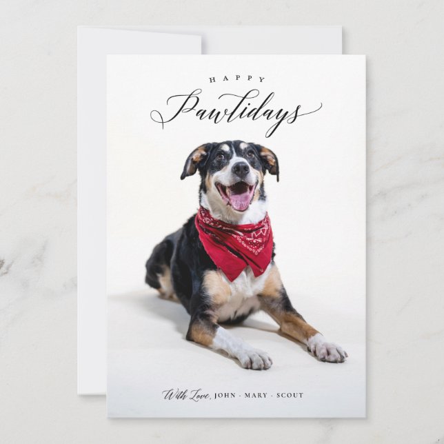 Tarjeta de foto navideña del guión del Mascota Hap (Anverso)