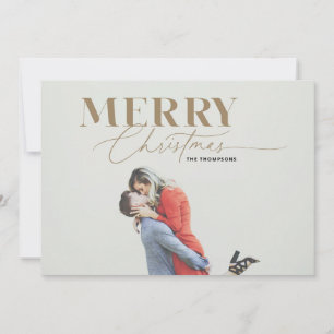 Tarjeta de foto navideña Gold Merry Magic Script S