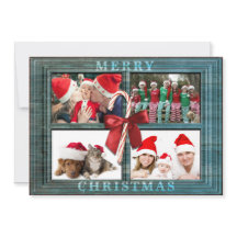 Tarjeta de foto navideña Merry Faux Faux Wood Fram
