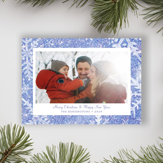 Tarjeta de foto navideña para personalizado Snowfl (Custom Snowflake Christmas Photo Card)