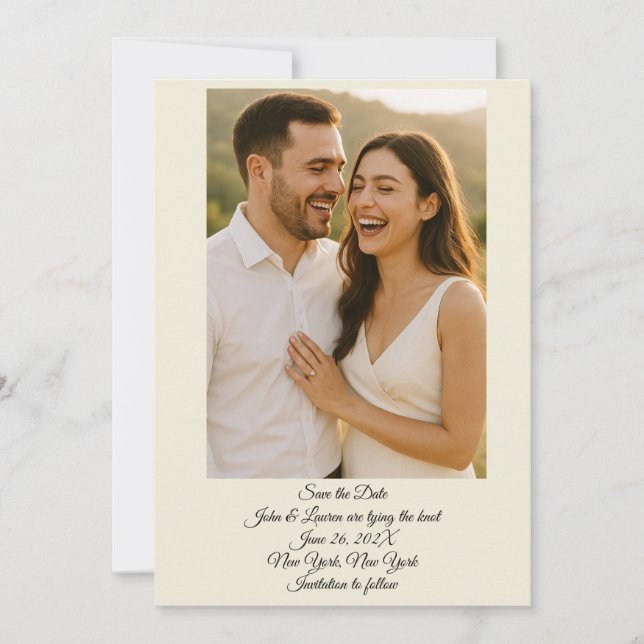 Tarjeta de Foto para Anunciar Fecha de Guardado (Anverso)