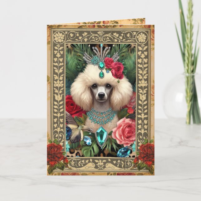 Tarjeta de Foto Personalizable - Caniche Blanco (Anverso)