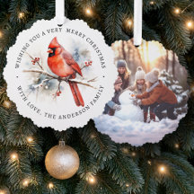 Tarjeta de foto personalizada acuarela cardenal ro