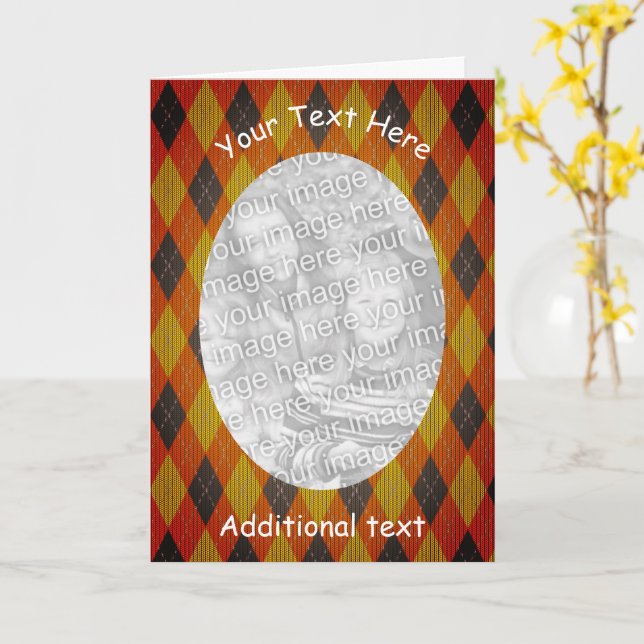 Tarjeta de foto personalizada de argyle Design Fra (flor amarilla)