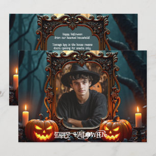 Tarjeta de foto personalizada de bosque gótico ilu