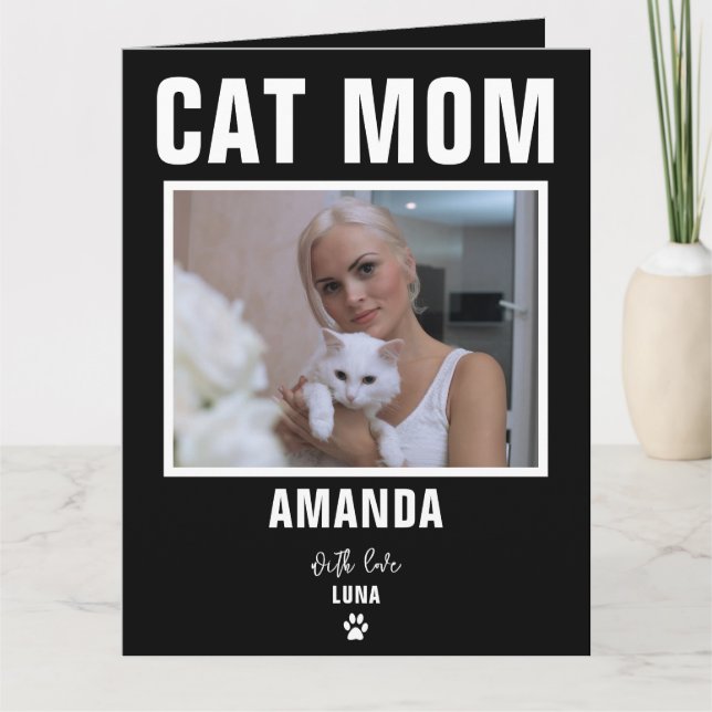 Tarjeta de Foto Personalizada de Gato Mamá (Anverso)