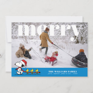 Tarjeta de Foto Personalizada de Navidad Snoopy y 