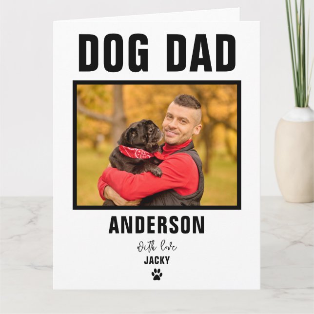 Tarjeta de foto personalizada de Papá Perro (Anverso)