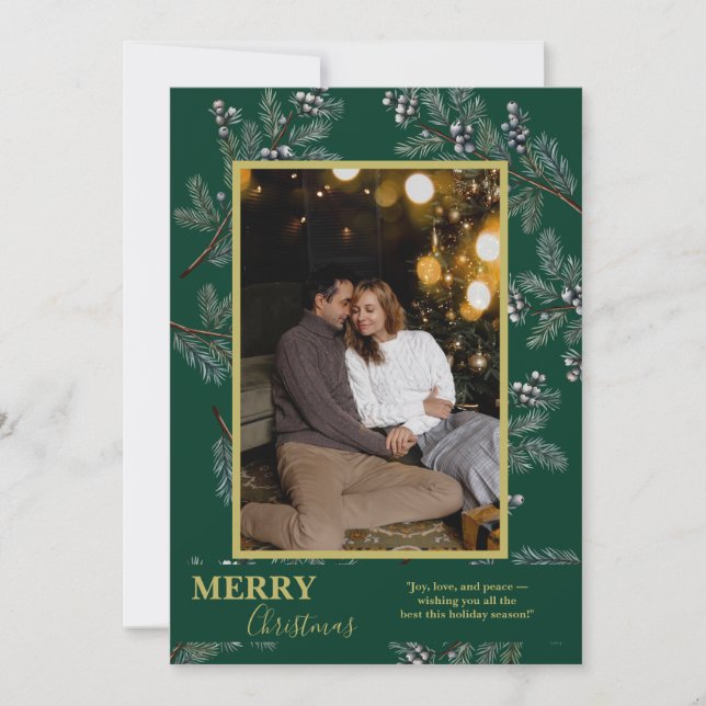 Tarjeta de Foto Personalizada de Verdor de Navidad (Anverso)