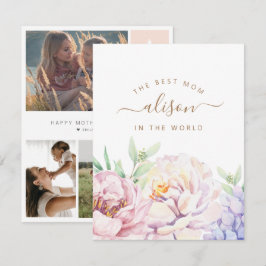 Tarjeta de Foto Personalizada Floral para Mamá
