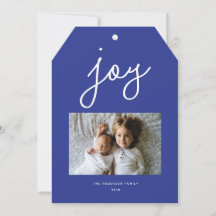 Tarjeta de foto personalizada Script Joy Modern Bl
