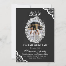 Tarjeta de Foto Personalizada Umrah Mubarak Encaje