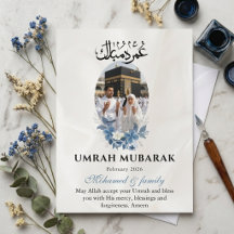 Tarjeta de Foto Personalizada Umrah Mubarak Islam