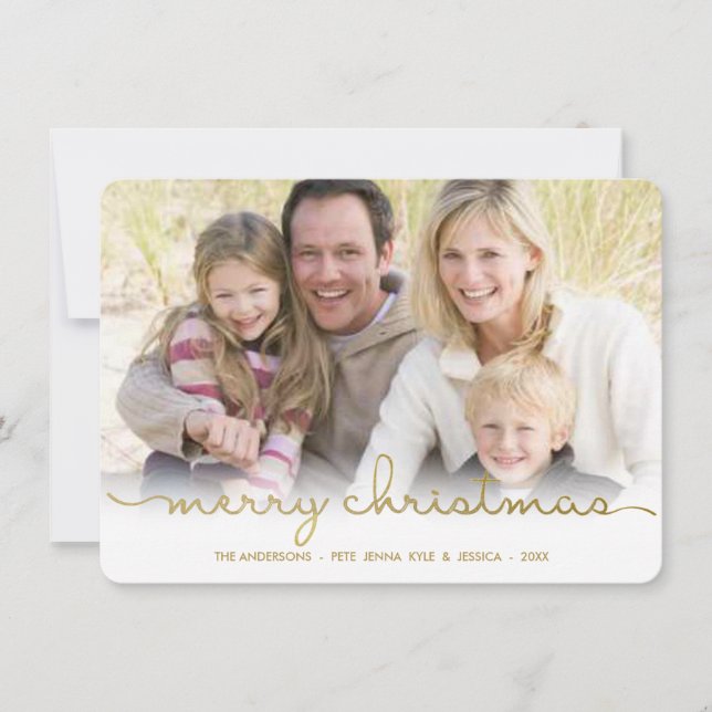 Tarjeta de foto plana con guión de mano de merry n (Anverso)