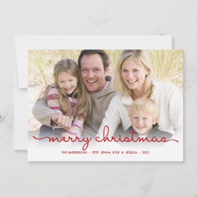 Tarjeta de foto plana con guión de mano moderna de (Anverso)