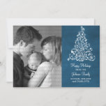 Tarjeta de foto plana de cartón de chalkboard de á<br><div class="desc">Tarjeta de fotografía plana Sparkle Tree Chalkboard de diseño en azul real con un toque de pizarra y un elegante árbol de Navidad. Esta tarjeta plana de moda es perfecta para enviar sus deseos de vacaciones a amigos y familiares. Personalizar con su propia foto familiar y el saludo personalizado de...</div>