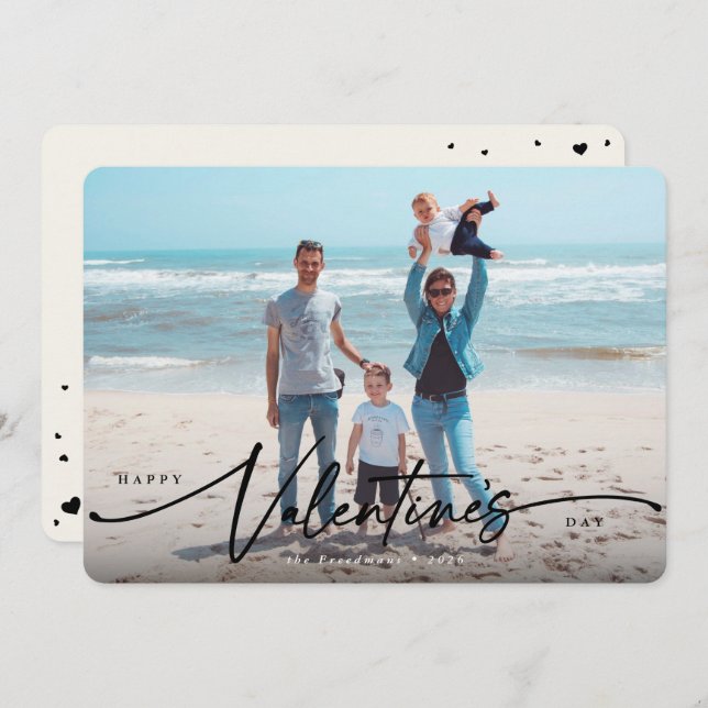 Tarjeta de foto plana Día de San Valentín con guió (Anverso / Reverso)