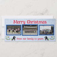 Tarjeta de foto plana Hockey Merry Christmas
