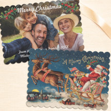 Tarjeta de foto plana Patriótica Santa Merry Chris