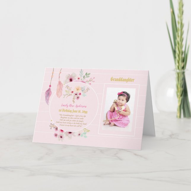 Tarjeta de FOTO POEMA de Nieta Flores Rosadas (Anverso)