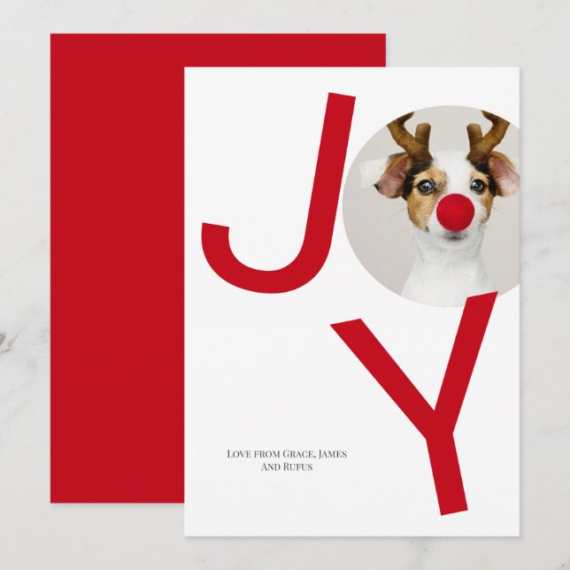 Tarjeta de foto roja de Feliz Navidad (Anverso / Reverso)