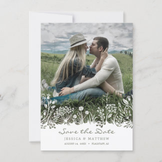 Tarjeta de Foto 'Save the Date' en la Pradera