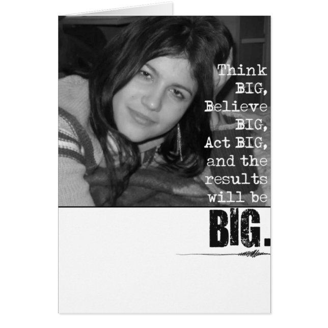 Tarjeta de foto 'Think Big'. (Frente)