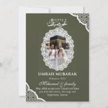Tarjeta de Foto Umrah Mubarak Verde Oliva Personal