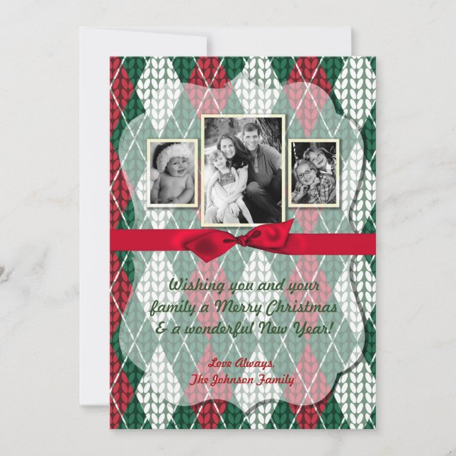 Tarjeta de foto verde de 5 x 7 Navidades de XMAS m (Anverso)