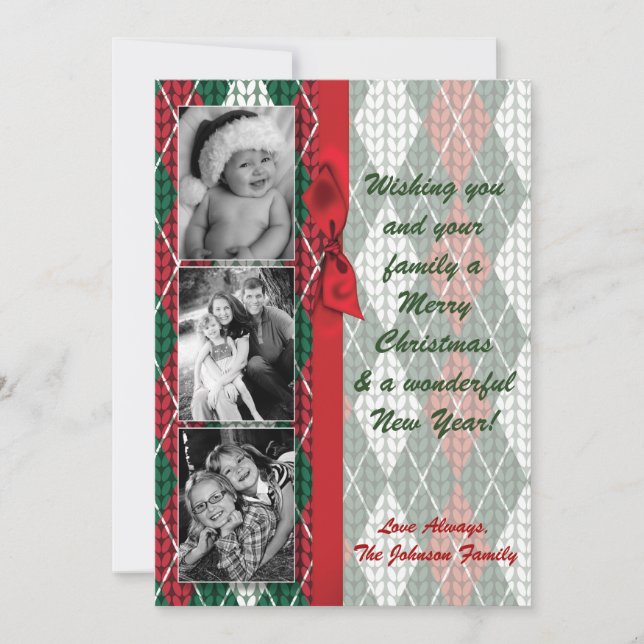 Tarjeta de foto verde de 5 x 7 Navidades de XMAS m (Anverso)