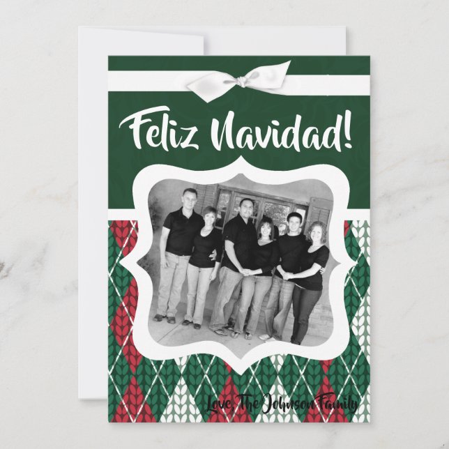 Tarjeta de foto verde de 5 x 7 Navidades de XMAS m (Anverso)
